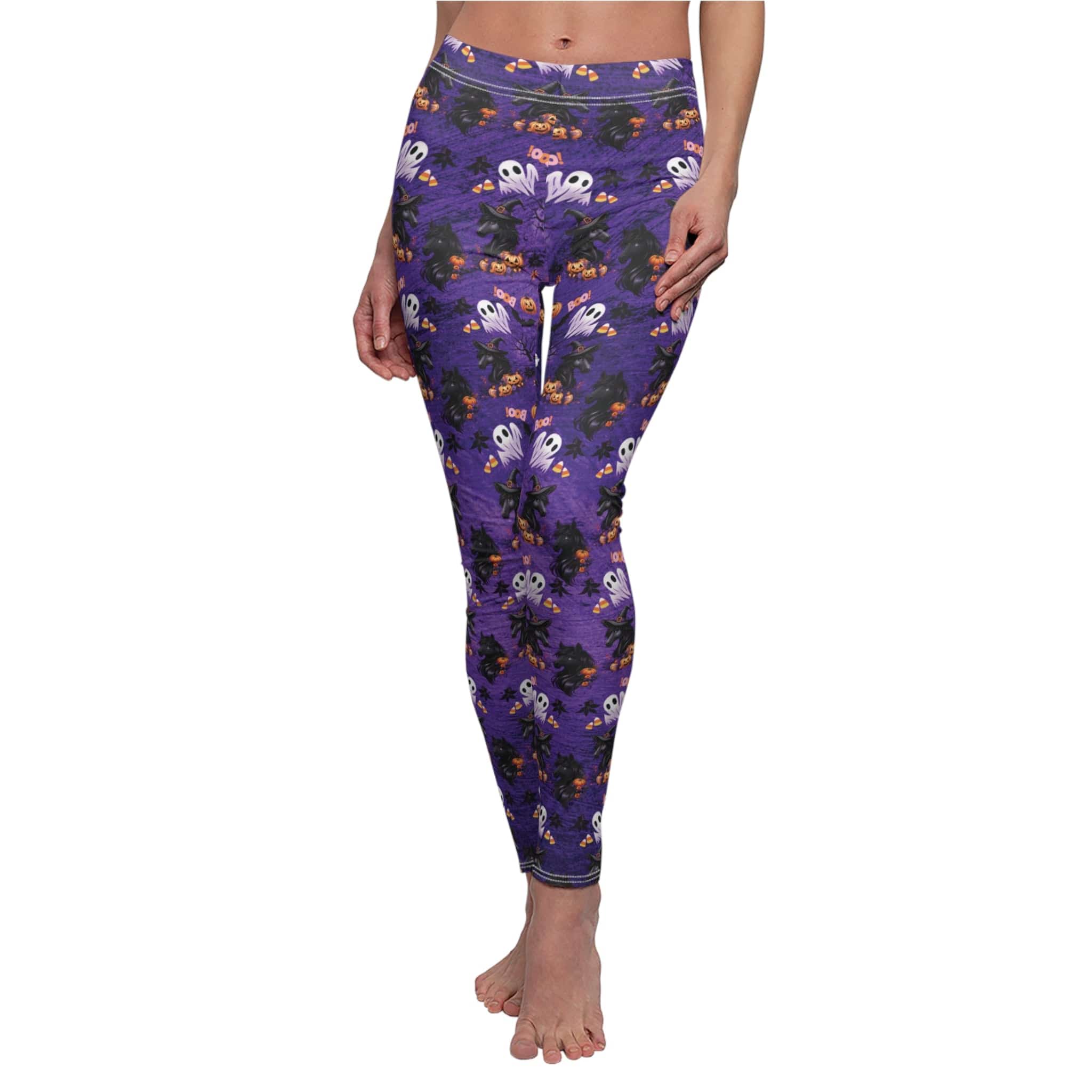  White stitching Deep Purple Horse Lover's Custom Halloween Leggings