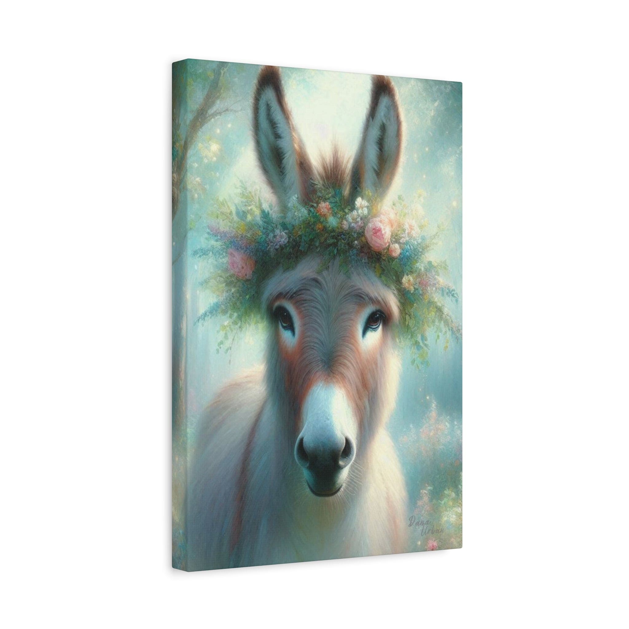 Burro Blossoms Canvas Wall Art - 12x18 Whimsical Home Decor for Animal Lovers