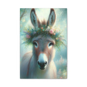 Burro Blossoms Canvas Wall Art - 12x18 Whimsical Home Decor for Animal Lovers