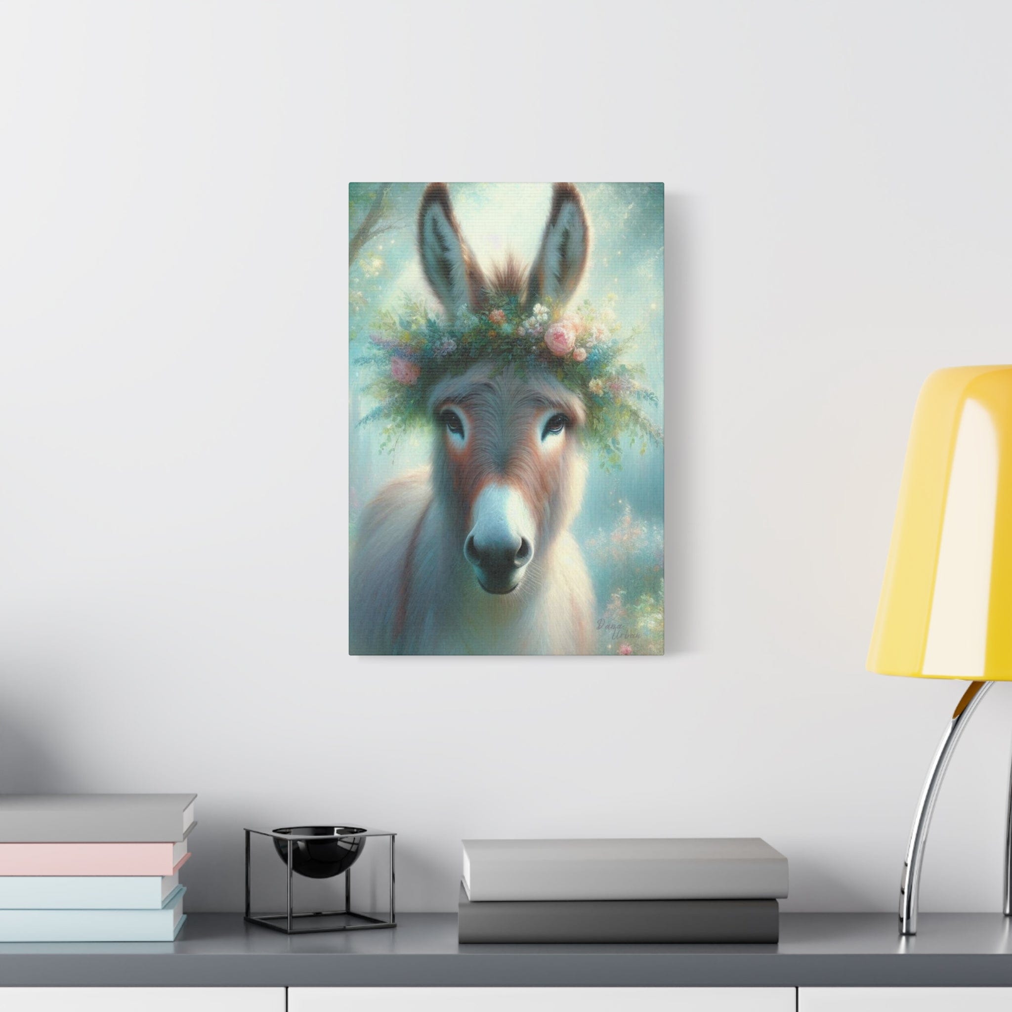 Burro Blossoms Canvas Wall Art - 12x18 Whimsical Home Decor for Animal Lovers 12″ x 18″ (Vertical) 1.25"