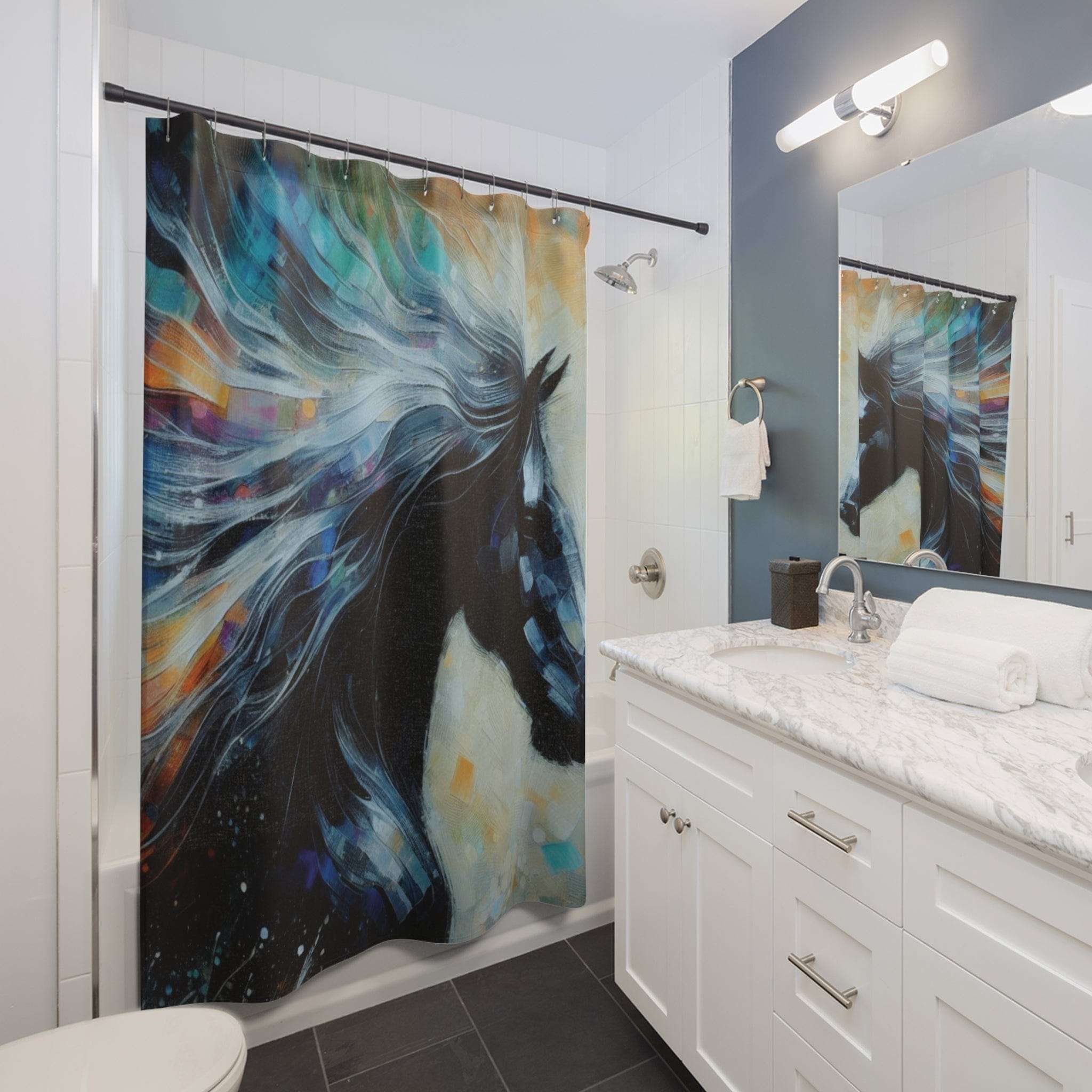 Majestic Horse Custom Shower Curtain - Artistic Decor for Equine Lovers