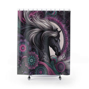 Mandala Mustang Custom Shower Curtain – Boho Décor for Horse Lovers