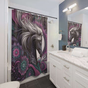 Mandala Mustang Custom Shower Curtain – Boho Décor for Horse Lovers