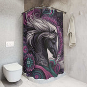 Mandala Mustang Custom Shower Curtain – Boho Décor for Horse Lovers 71" × 74"