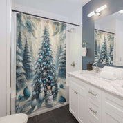 Snowman's Sunny Blue Christmas Custom Shower Curtain