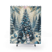 Snowman's Sunny Blue Christmas Custom Shower Curtain