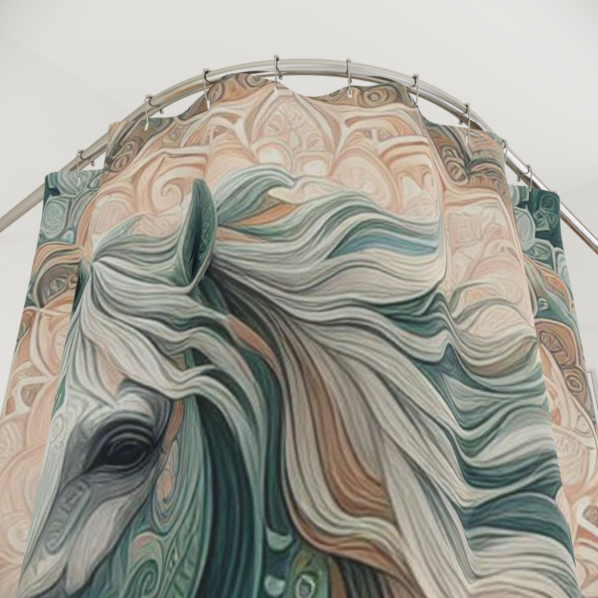 Stallion Sage & Serenity Custom Shower Curtain - Elegant Bohemian Horse Bathroom Decor