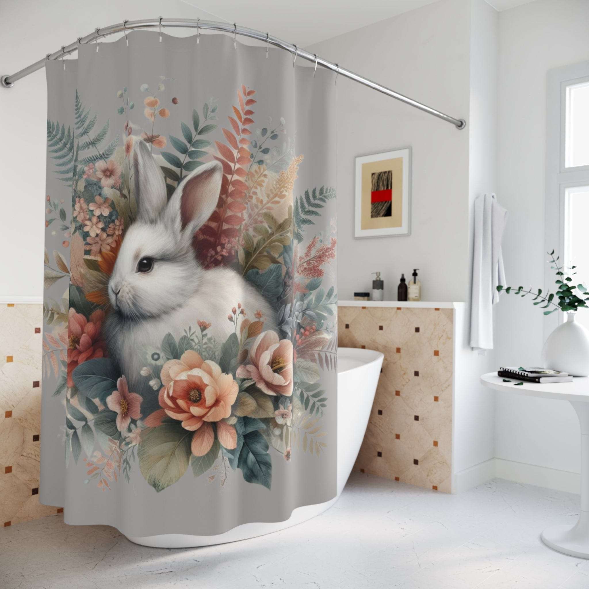 The Bunny Bouquet Custom Shower Curtain 71" × 74"