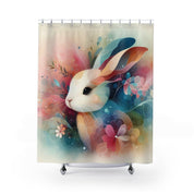 Whimsical Whiskers Bunny Custom Shower Curtain