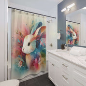 Whimsical Whiskers Bunny Custom Shower Curtain
