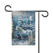 Peace On Earth White Horse Custom Holiday Home or Garden Banner