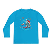 Printify Kids clothes Atomic Blue / S Flippin' For Santa Christmas Dolphin Long Sleeve Youth Sport-Tek Tee (Unisex)