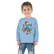 Printify Kids clothes JOLLY Octo-Claus Christmas Long Sleeve Toddler Tee