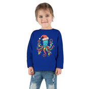 Printify Kids clothes JOLLY Octo-Claus Christmas Long Sleeve Toddler Tee