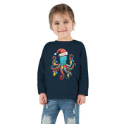 Printify Kids clothes JOLLY Octo-Claus Christmas Long Sleeve Toddler Tee