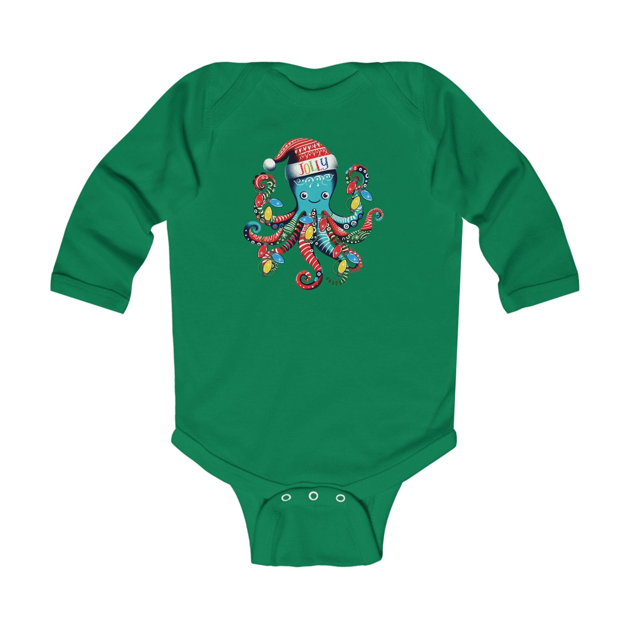 Printify Kids clothes Kelly / NB (0-3M) JOLLY Octo-Claus Christmas Long Sleeve Onesie