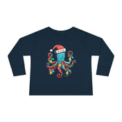 Printify Kids clothes Navy / 2T JOLLY Octo-Claus Christmas Long Sleeve Toddler Tee