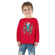 Printify Kids clothes Red / 2T JOLLY Octo-Claus Christmas Long Sleeve Toddler Tee