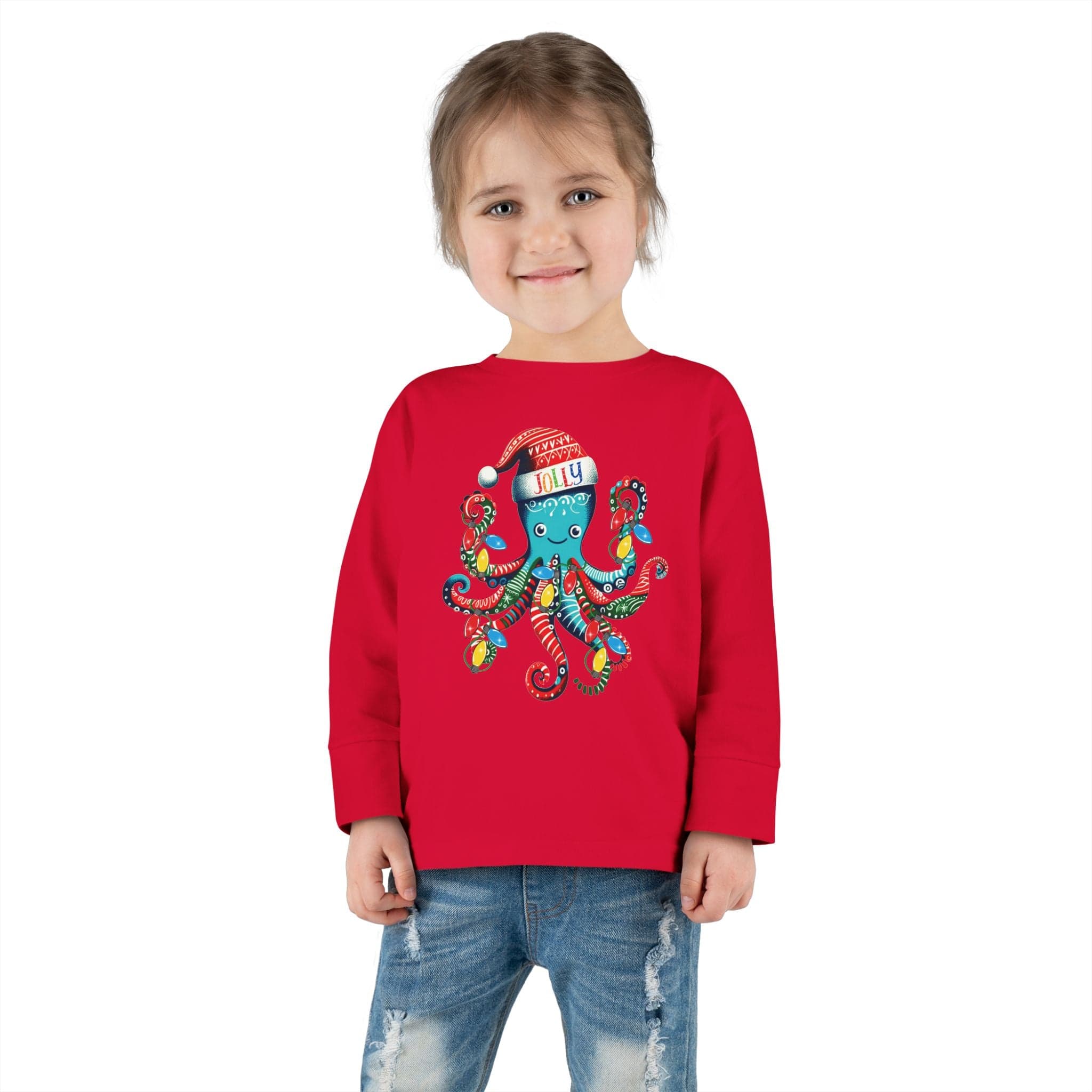  2T JOLLY Octo-Claus Christmas Long Sleeve Toddler Tee