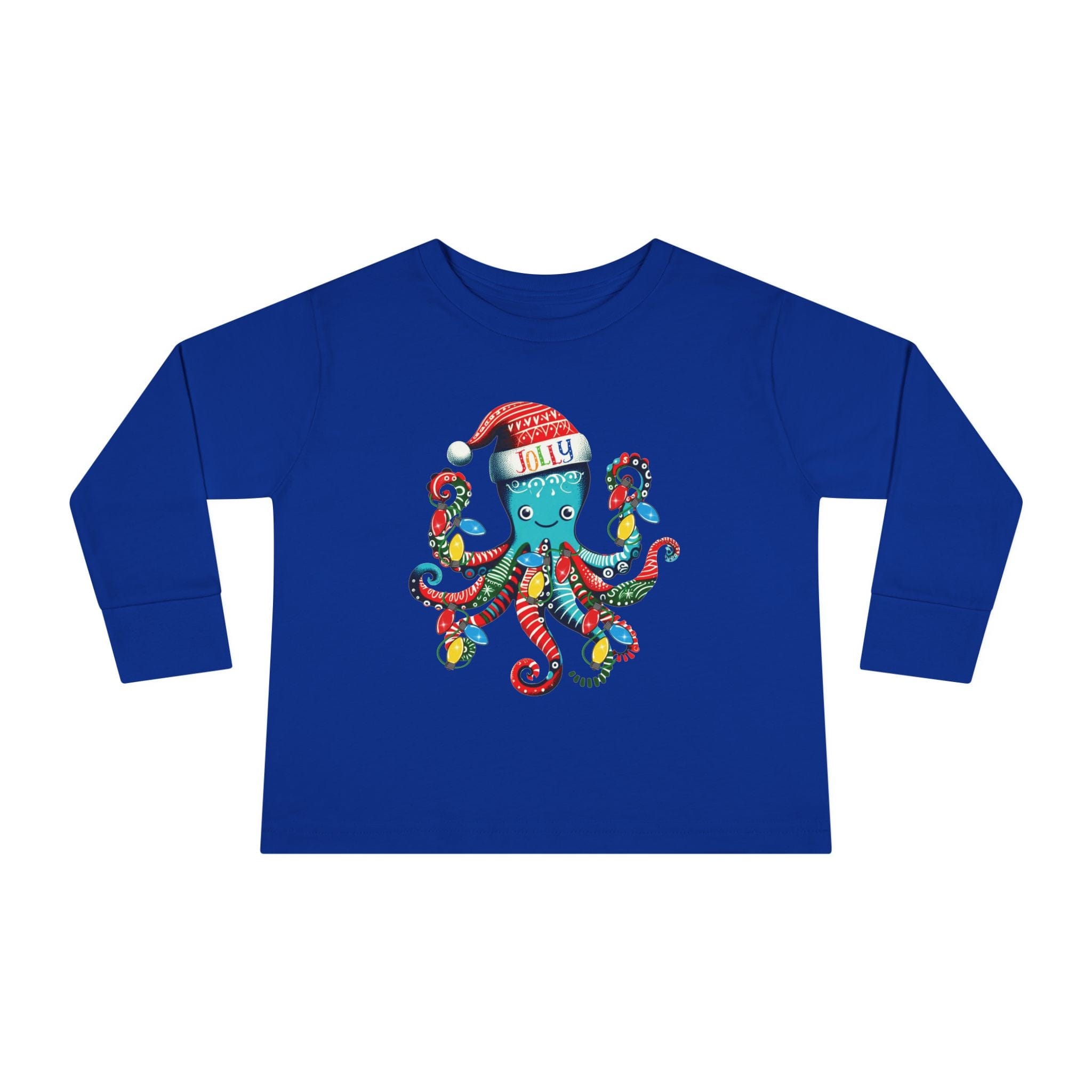 Printify Kids clothes Royal / 2T JOLLY Octo-Claus Christmas Long Sleeve Toddler Tee