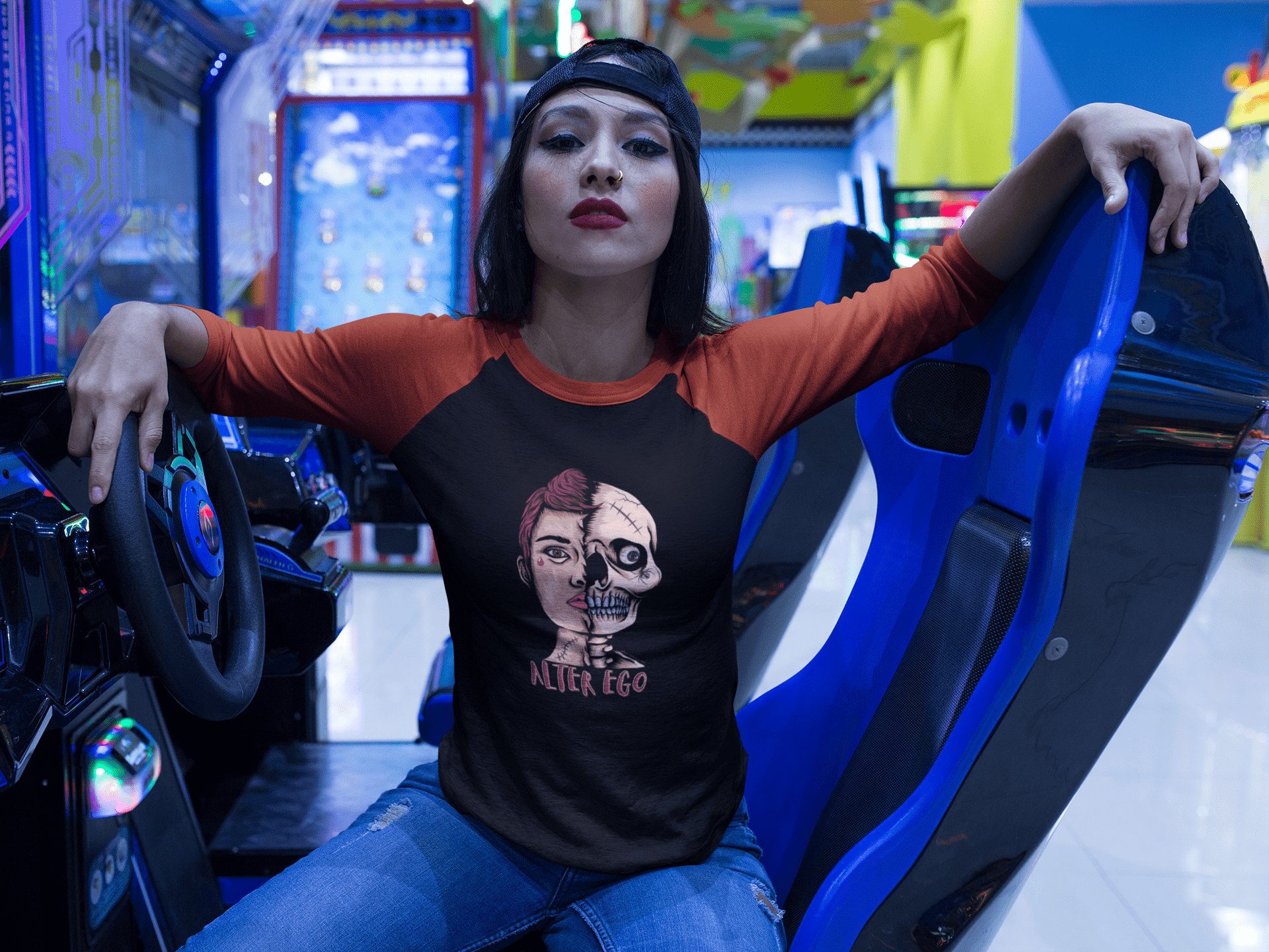 Printify Long-sleeve Alter Ego Freak Show 3/4 Sleeve Tee (Unisex)