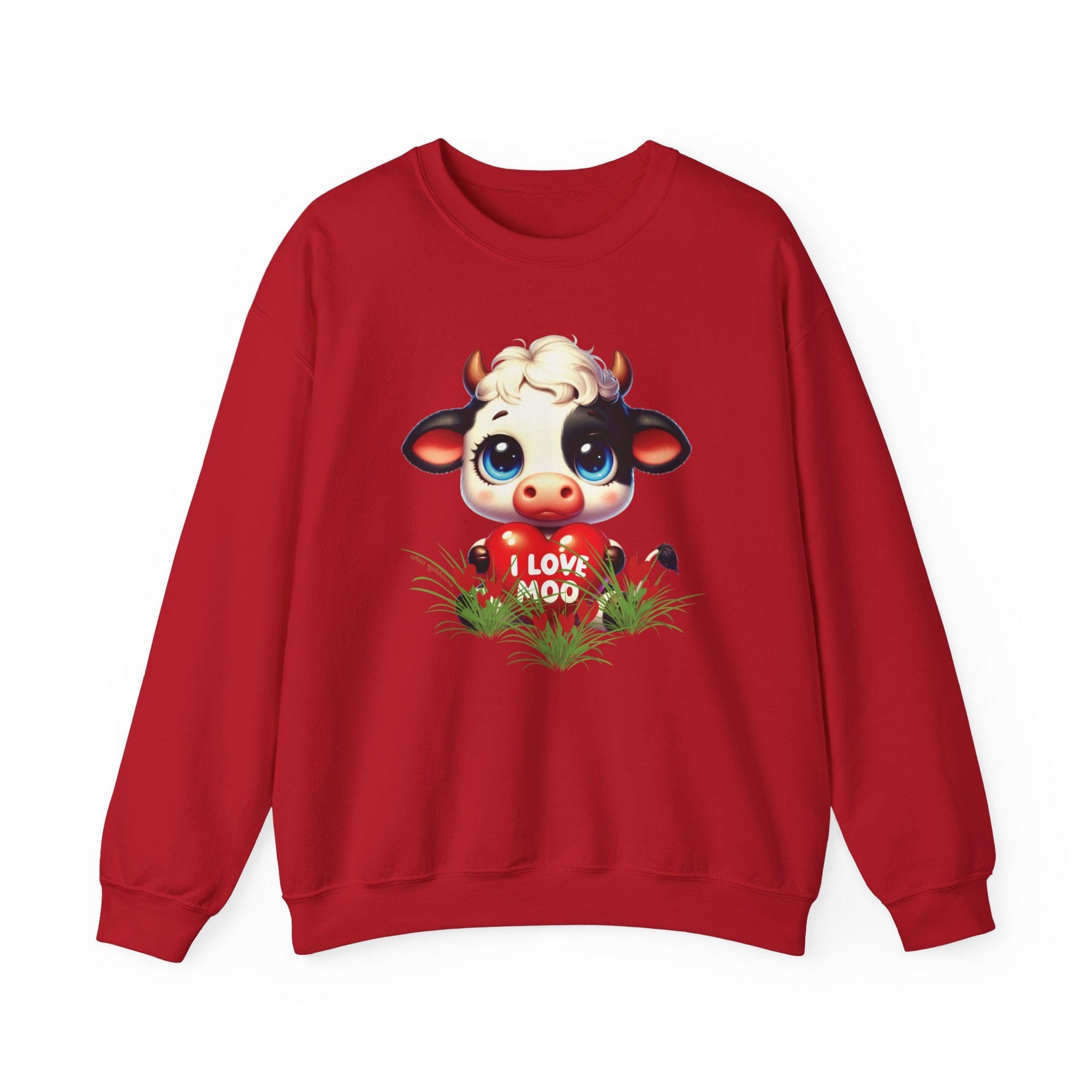 Printify Sweatshirt Cherry Red / S I Love Moo Valentine Cow Heavy Blend™ Crewneck Sweatshirt