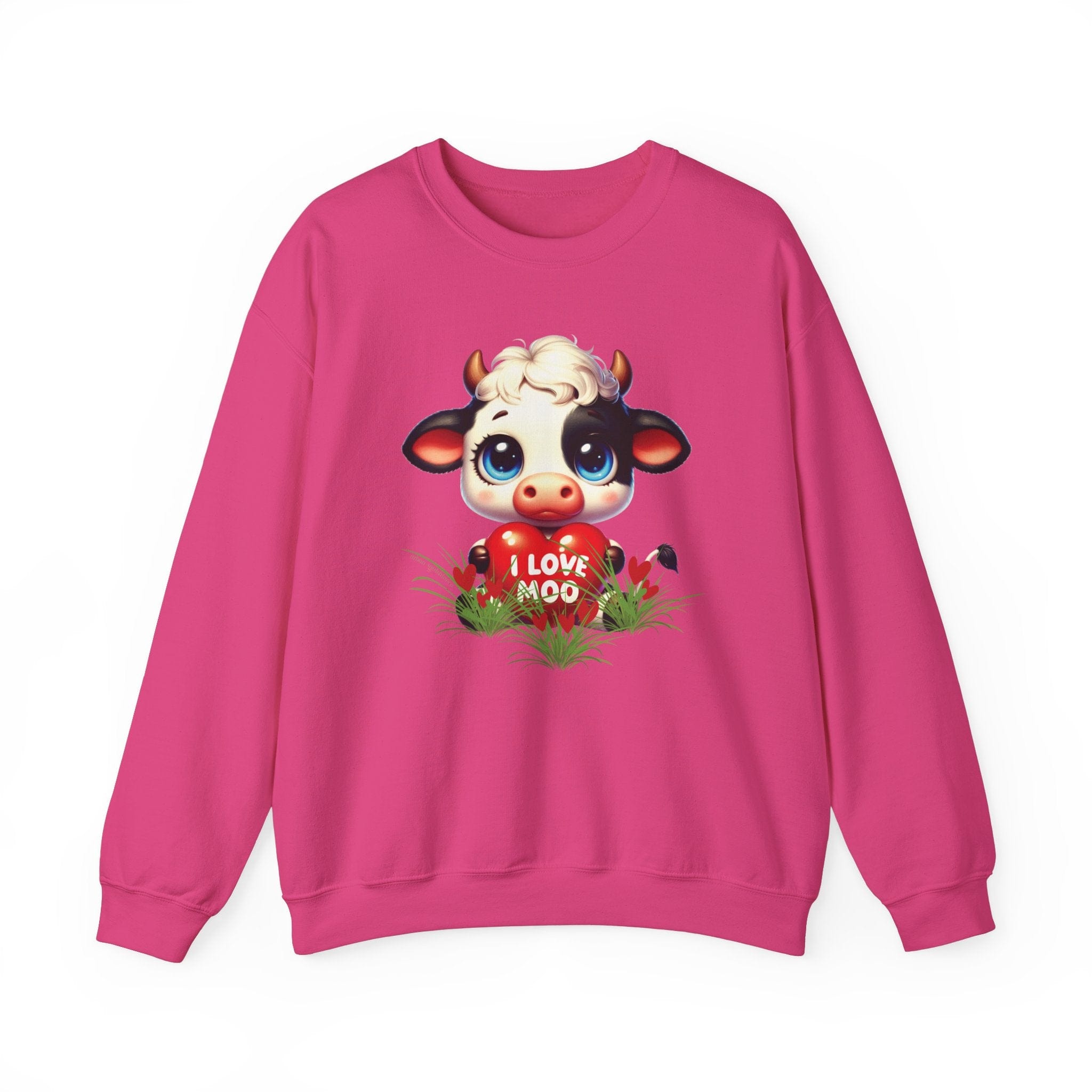 Printify Sweatshirt I Love Moo Valentine Cow Heavy Blend™ Crewneck Sweatshirt