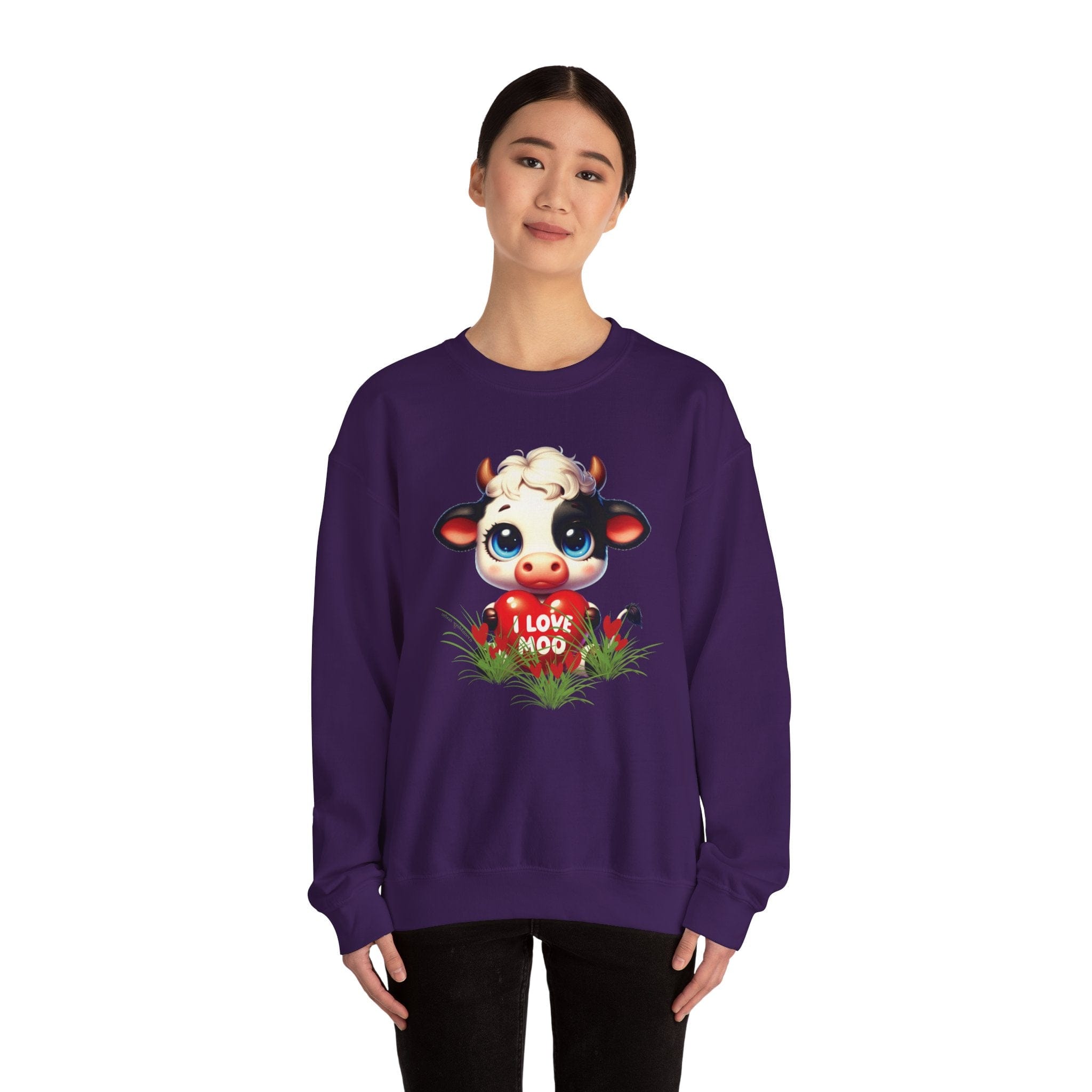 Printify Sweatshirt I Love Moo Valentine Cow Heavy Blend™ Crewneck Sweatshirt