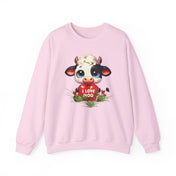 Printify Sweatshirt Light Pink / S I Love Moo Valentine Cow Heavy Blend™ Crewneck Sweatshirt