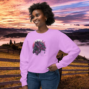 Printify Sweatshirt Neon Violet / M I Can Do All Things Feathered Horse Lover Crewneck Sweatshirt