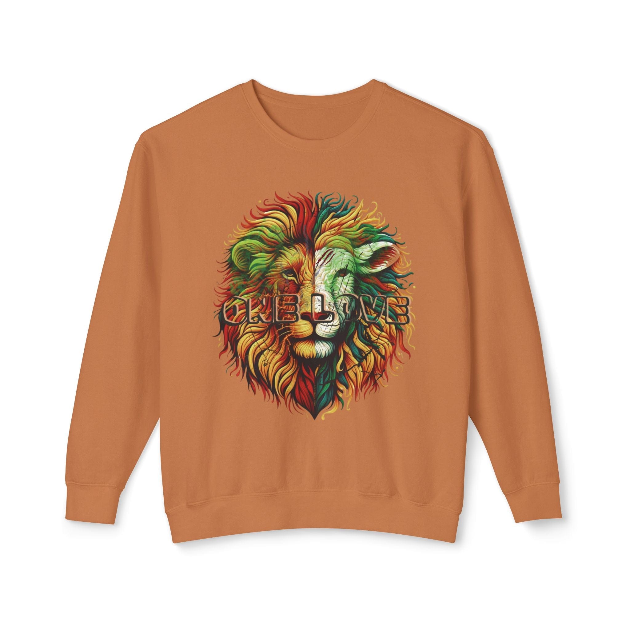 Printify Sweatshirt ONE LOVE: The Lion & The Lamb Lightweight Crewneck Sweatshirt (Unisex)