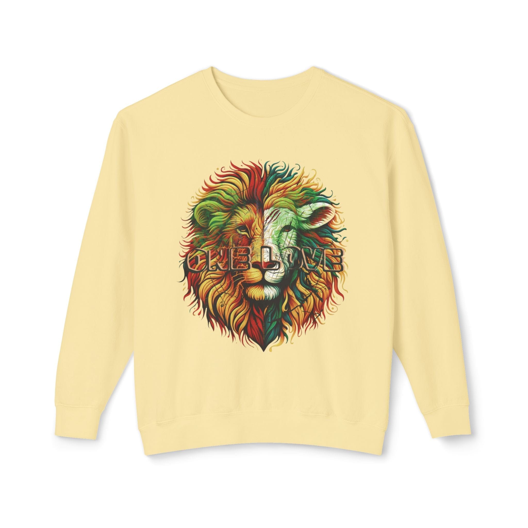 Printify Sweatshirt ONE LOVE: The Lion & The Lamb Lightweight Crewneck Sweatshirt (Unisex)