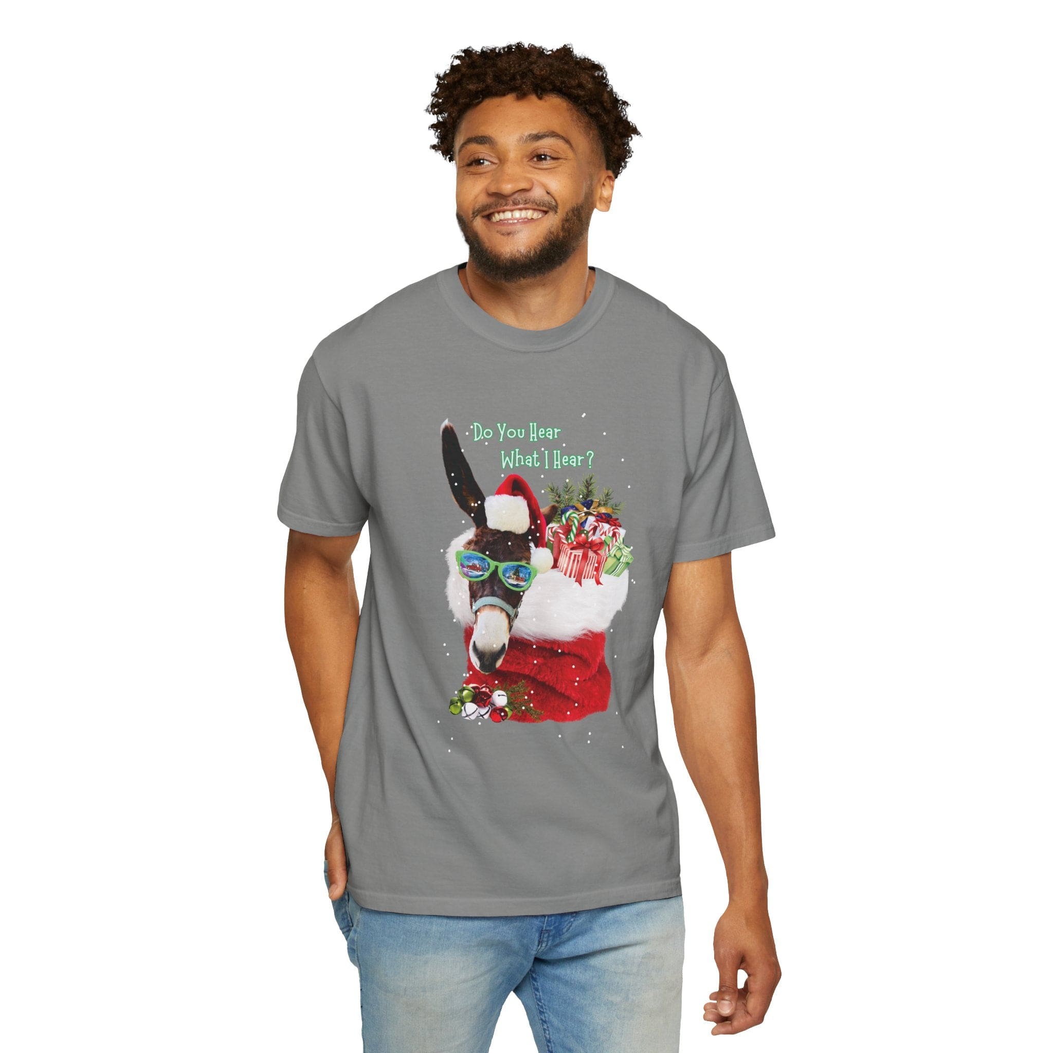 Printify T-Shirt Do You Hear What I Hear Donkey Claus Tee (Unisex)