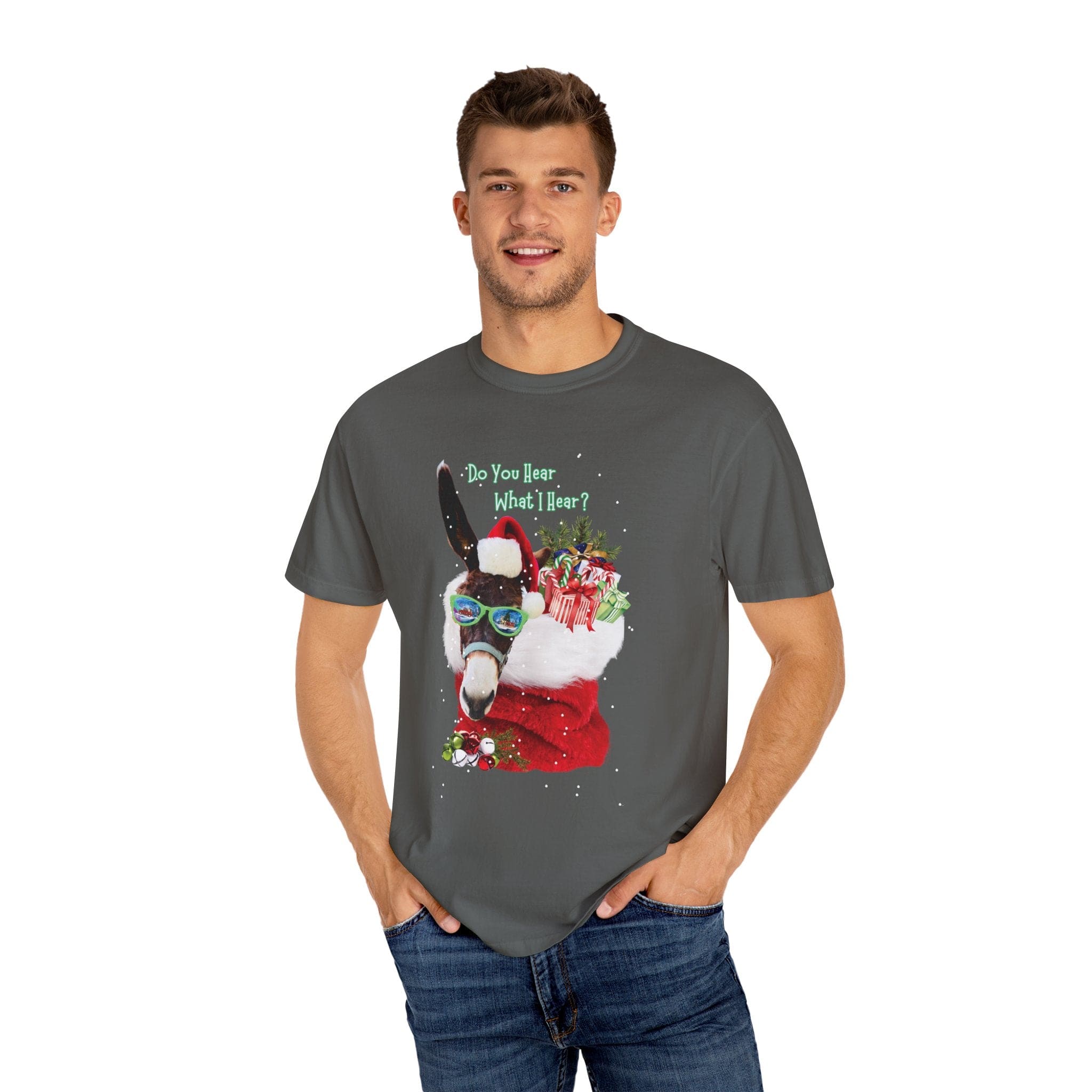 Printify T-Shirt Do You Hear What I Hear Donkey Claus Tee (Unisex)