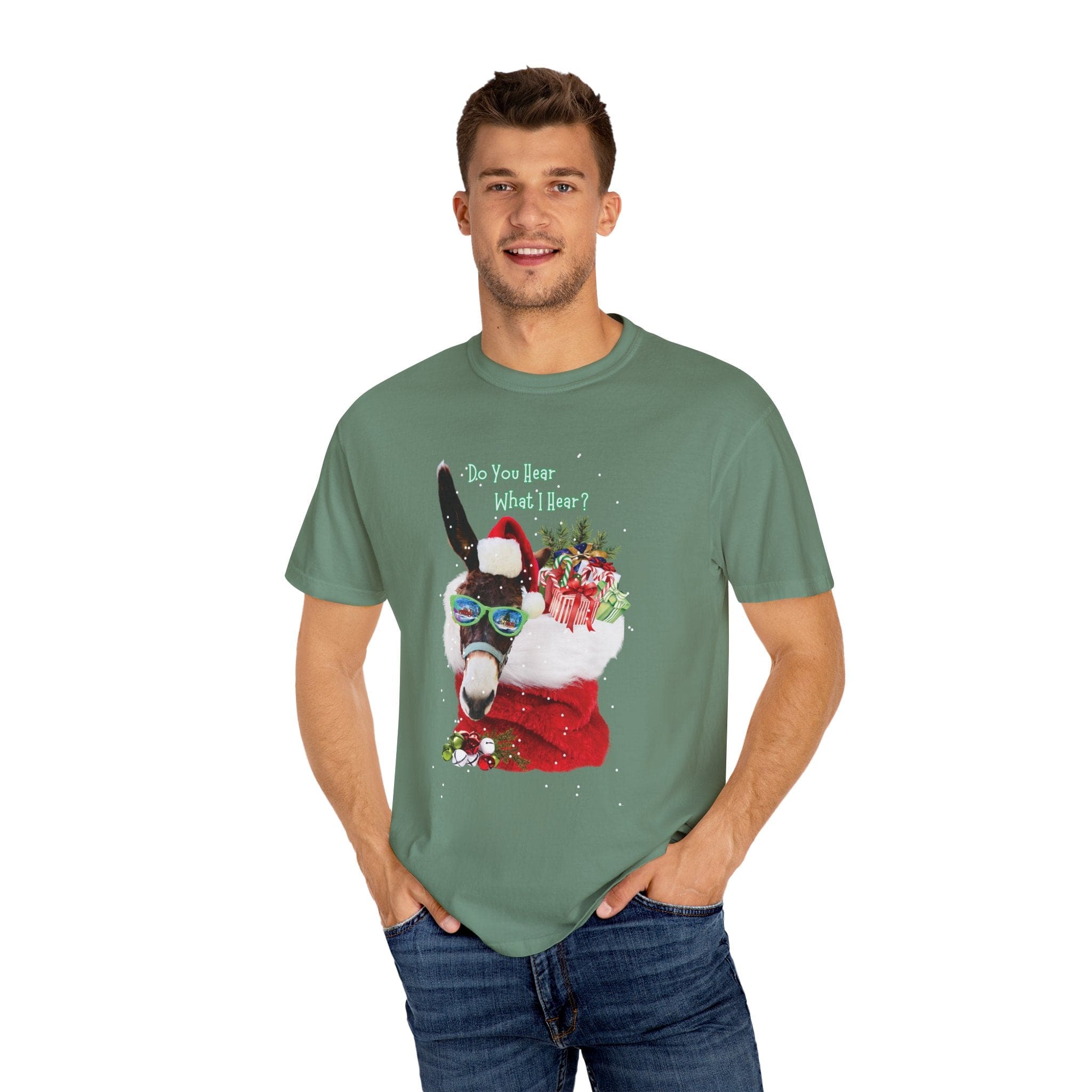 Printify T-Shirt Do You Hear What I Hear Donkey Claus Tee (Unisex)