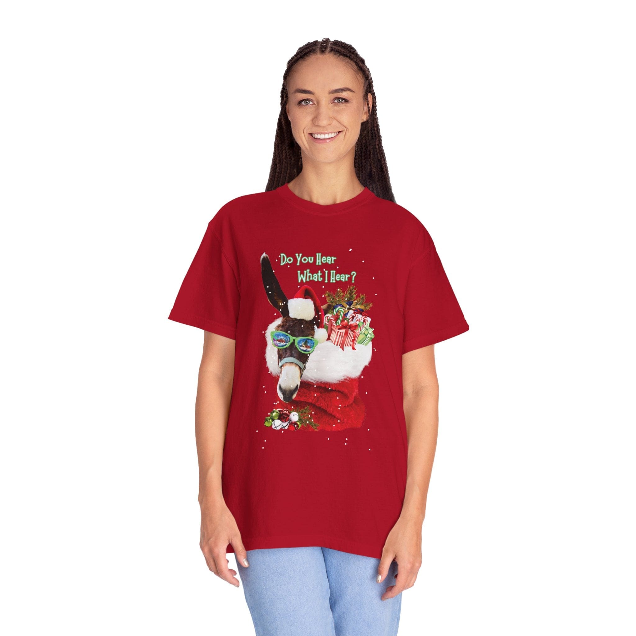 Printify T-Shirt Do You Hear What I Hear Donkey Claus Tee (Unisex)