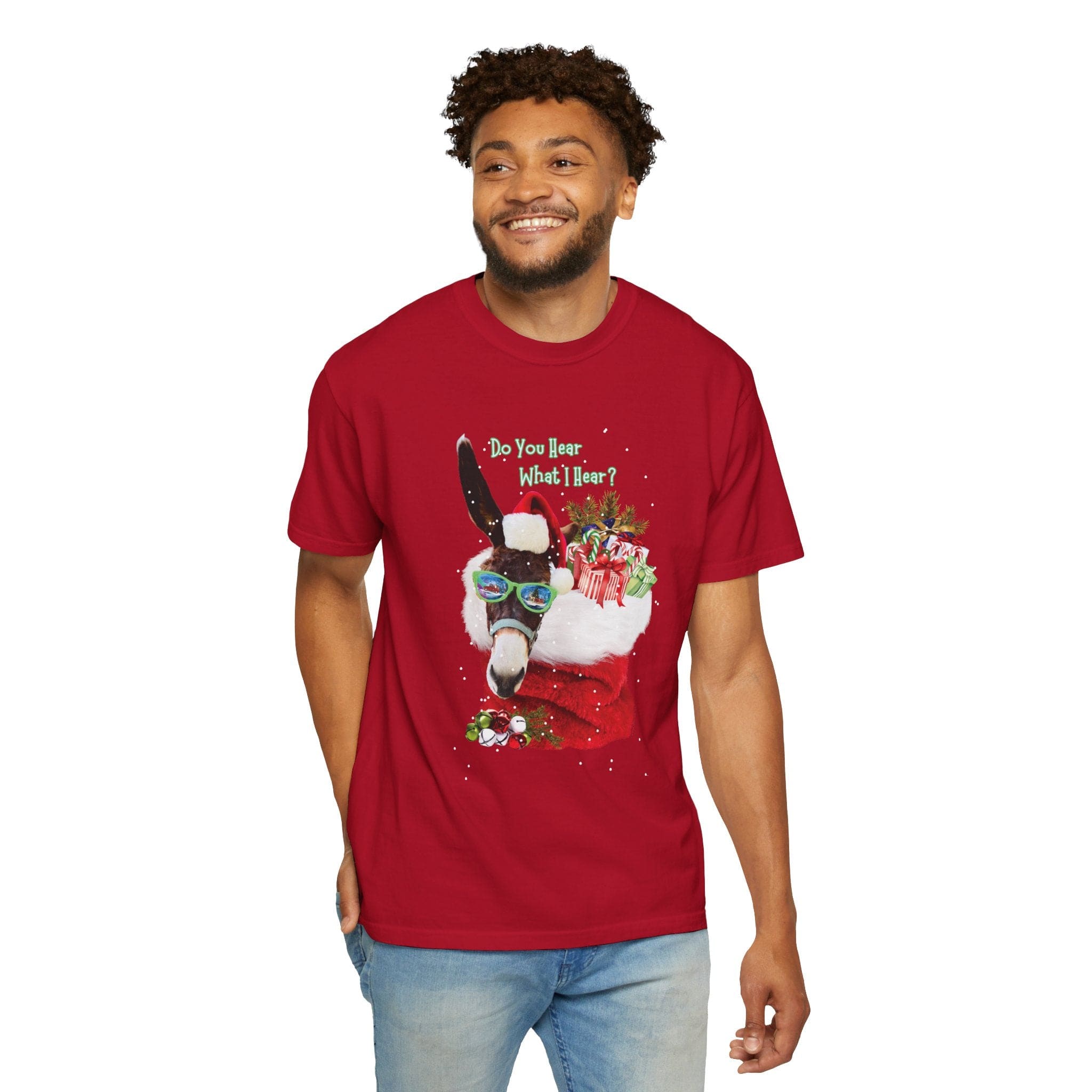 Printify T-Shirt Do You Hear What I Hear Donkey Claus Tee (Unisex)