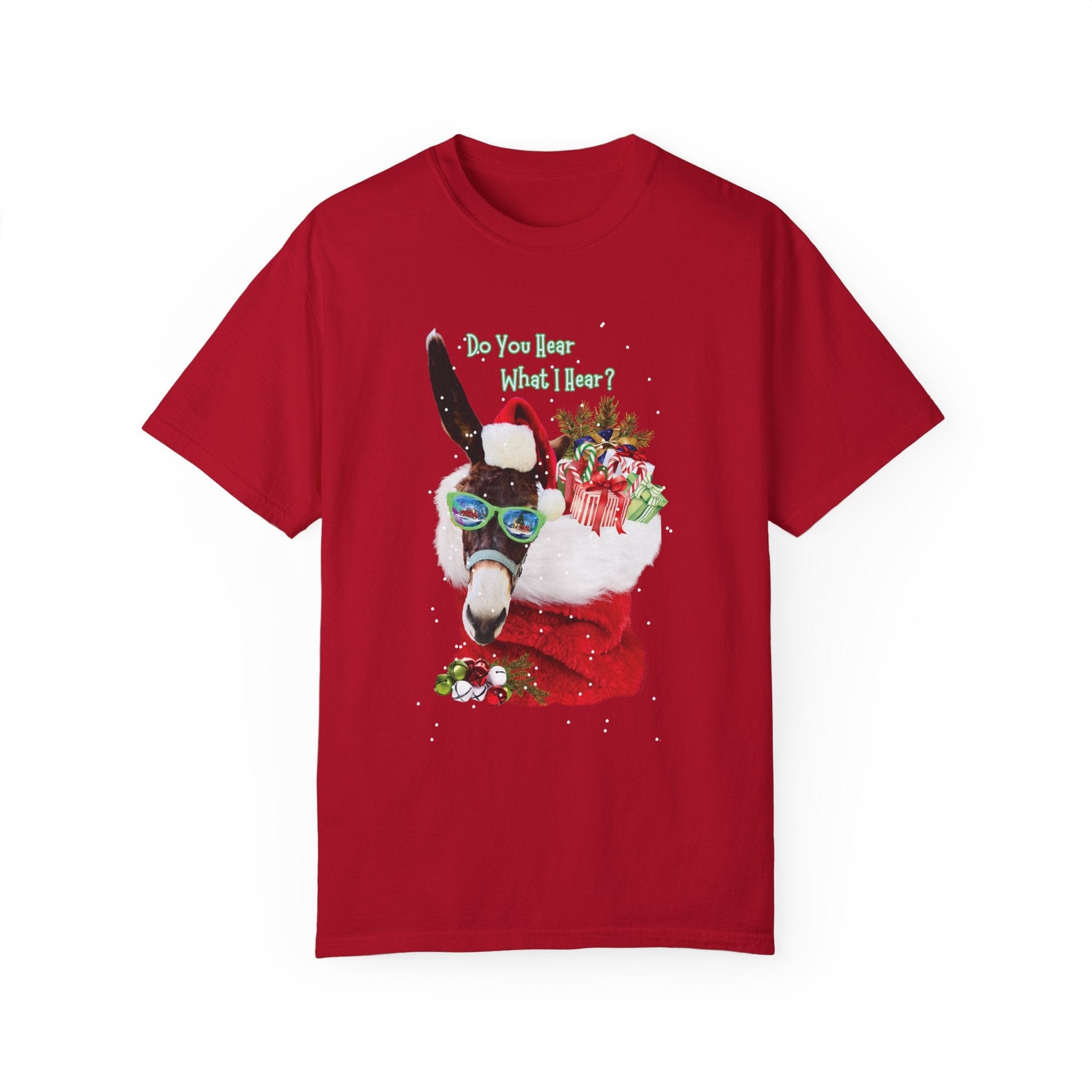 Printify T-Shirt Red / S Do You Hear What I Hear Donkey Claus Tee (Unisex)