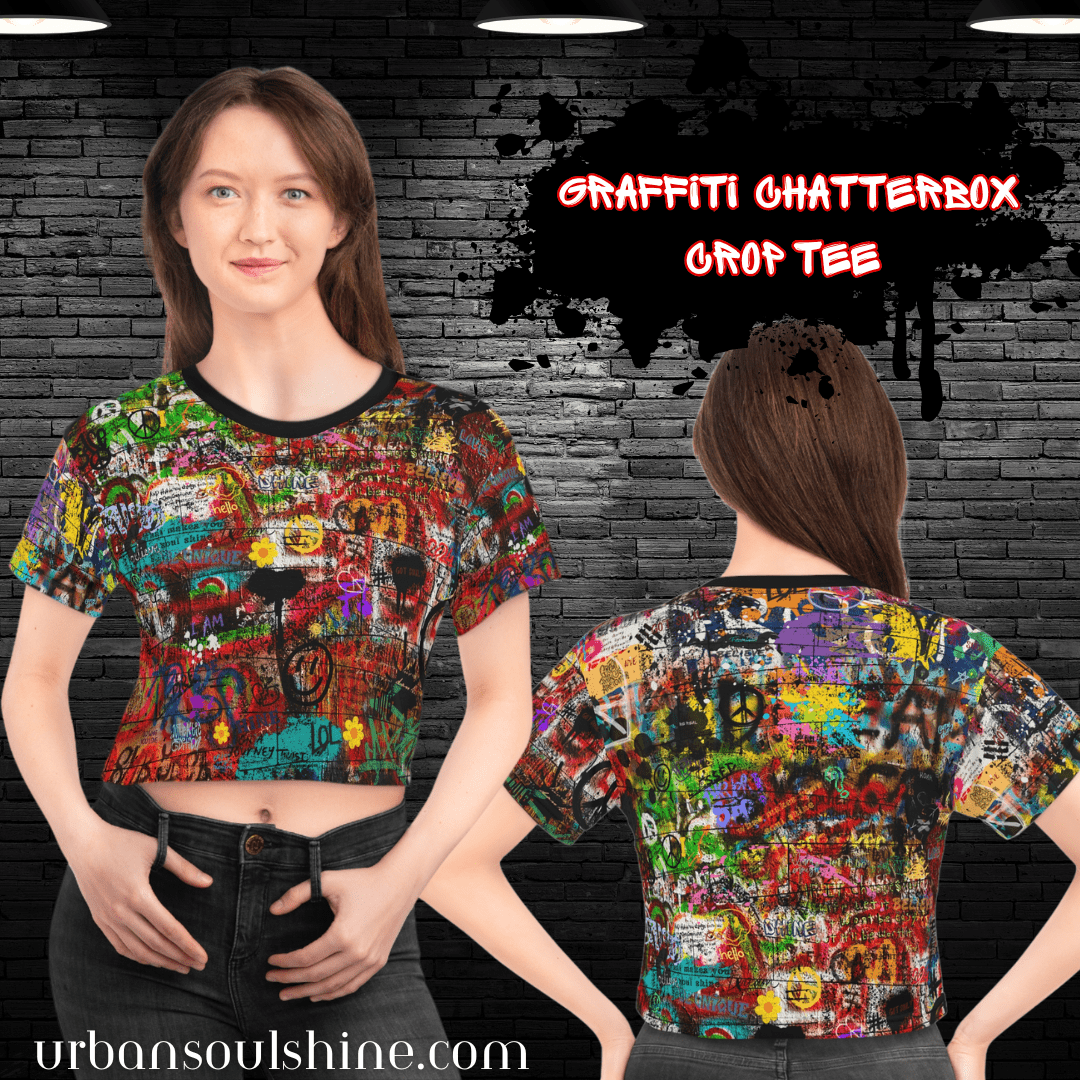 Urban SoulShine & co All Over Prints Graffiti Chatterbox Crop Tee