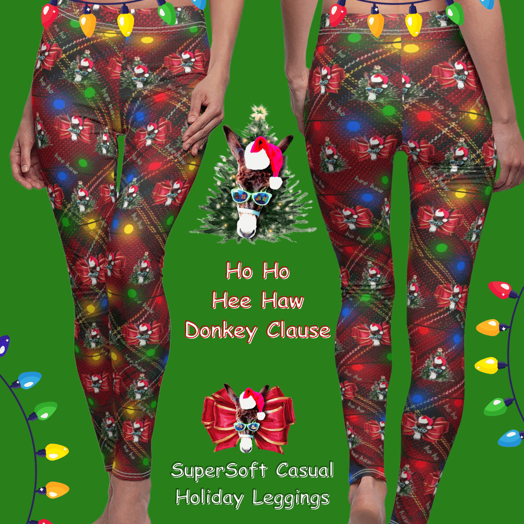 Urban SoulShine & co All Over Prints Ho Ho Hee Haw Donkey Clause SuperSoft Casual Leggings