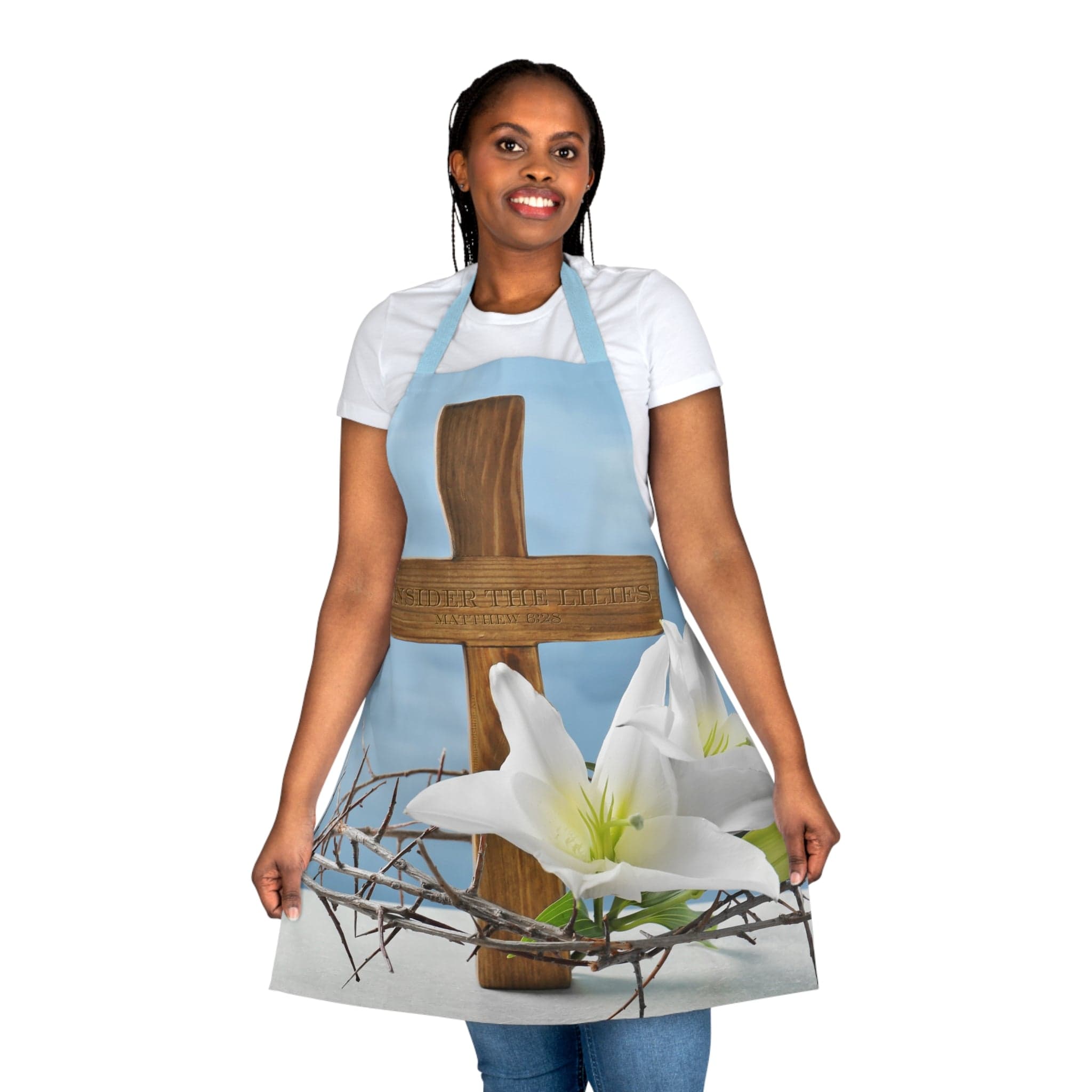 Urban SoulShine & co All Over Prints One size / Blue Consider The Lilies Matthew 6:28 Custom Apron