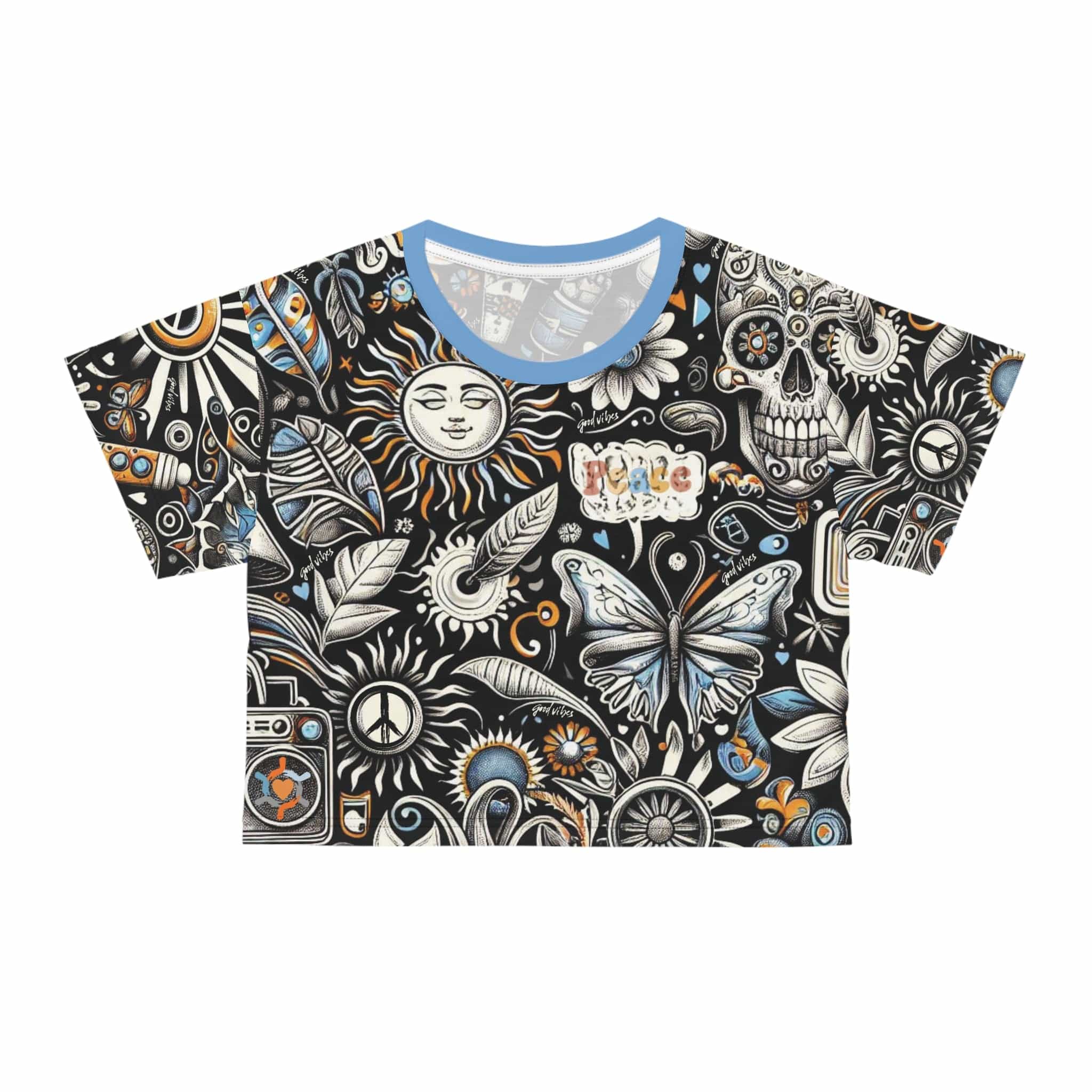 Urban SoulShine & co AOP Crop T PEACE Junkie Crop Top Tee