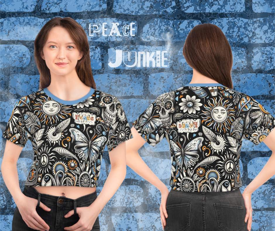 Urban SoulShine & co AOP Crop T PEACE Junkie Crop Top Tee