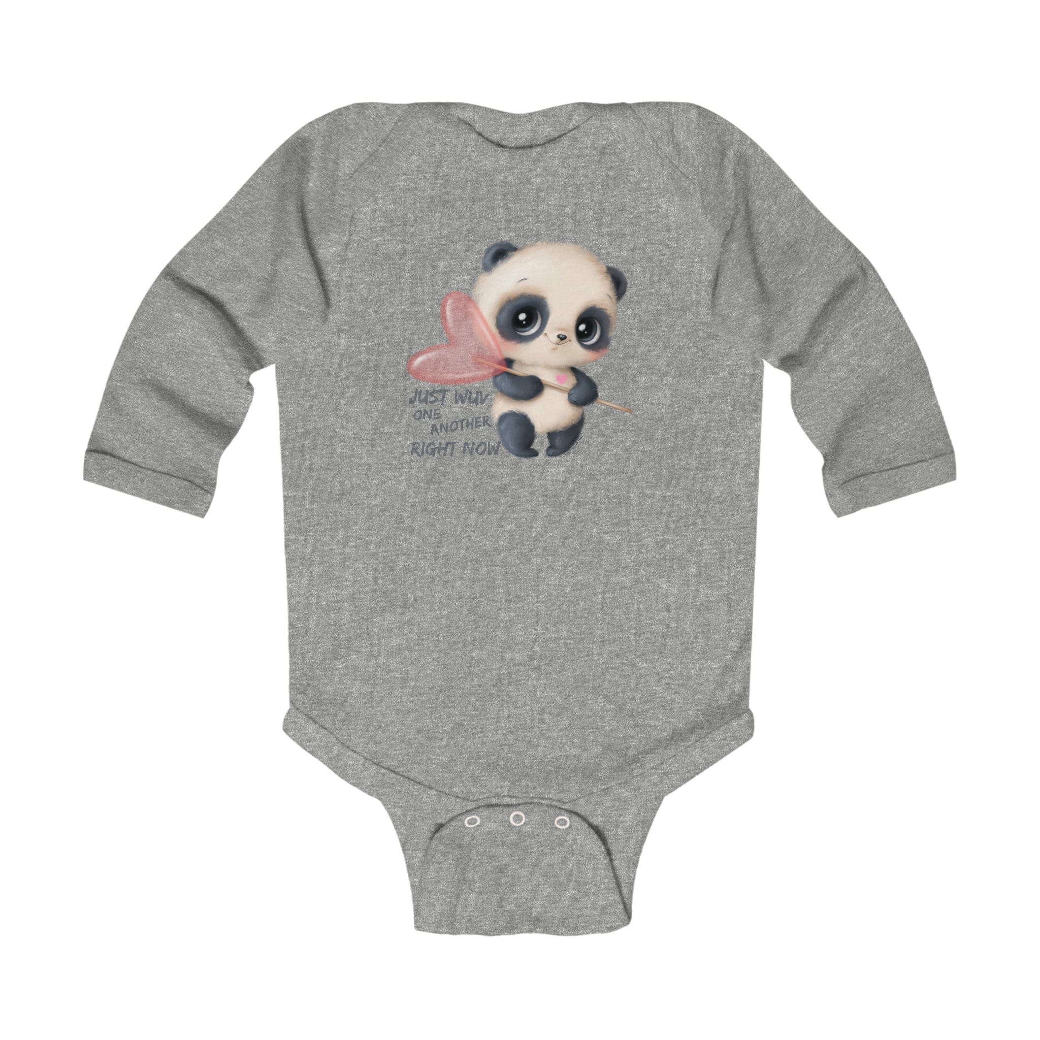 Urban SoulShine & co Baby Onesies Heather / NB (0-3M) Wuv One Another Panda Long Sleeve Baby Onesie