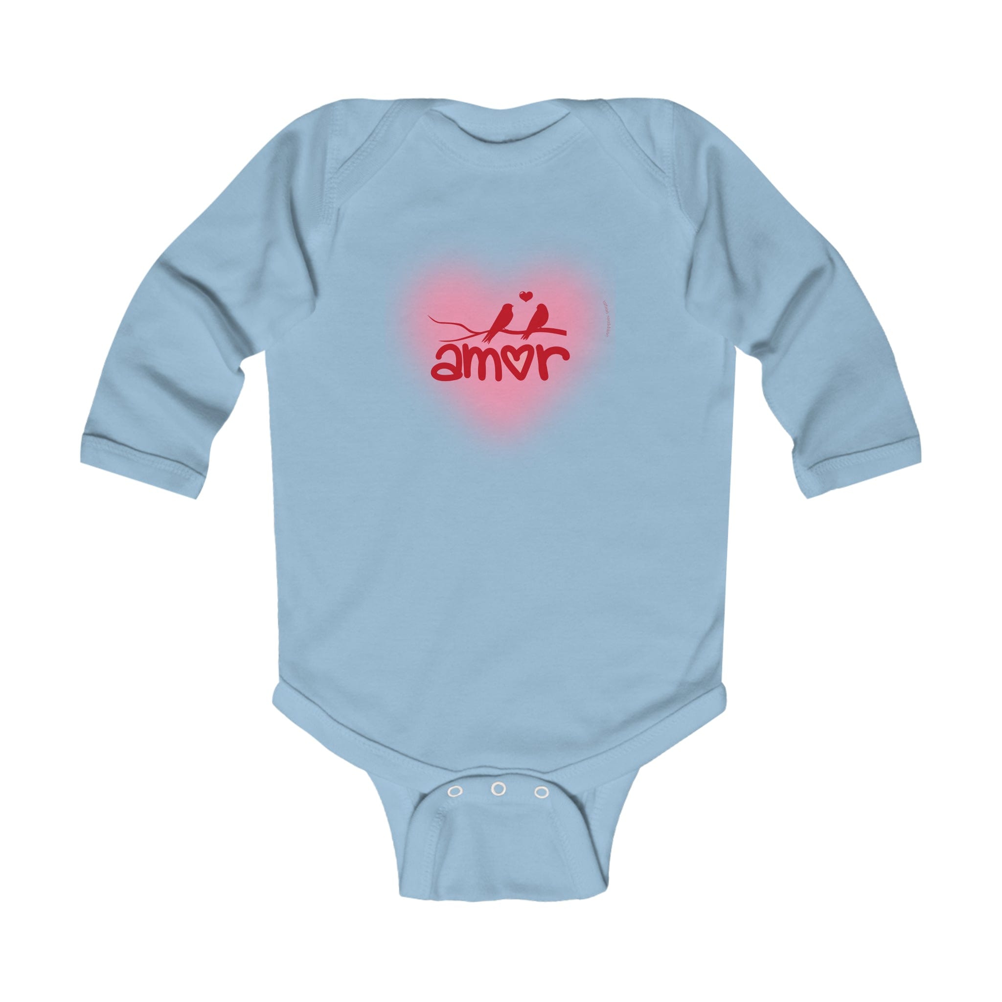 Urban SoulShine & co Baby Onesies Light Blue / NB (0-3M) Amor Valentine's Day Long Sleeve Baby Onesie