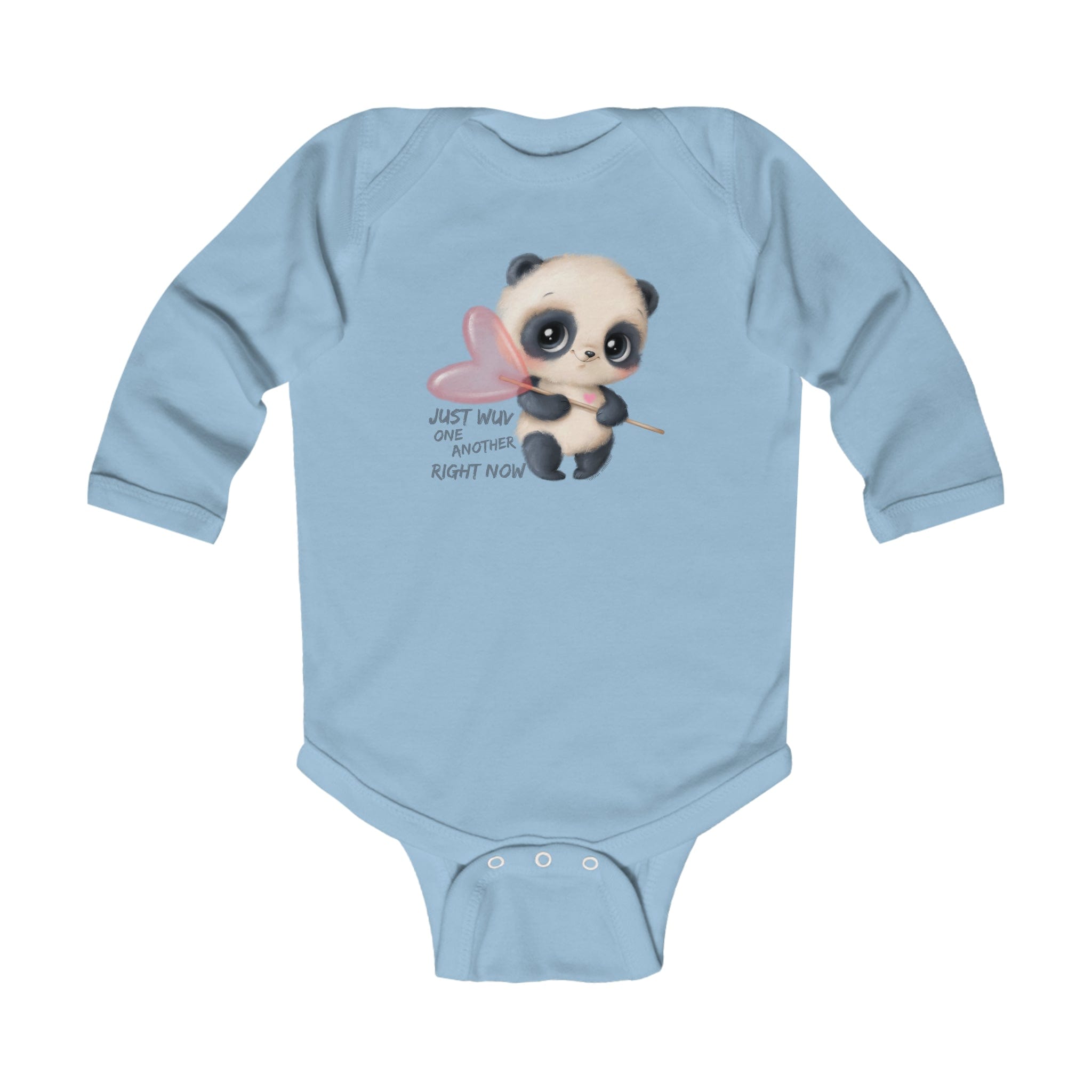 Urban SoulShine & co Baby Onesies Light Blue / NB (0-3M) Wuv One Another Panda Long Sleeve Baby Onesie