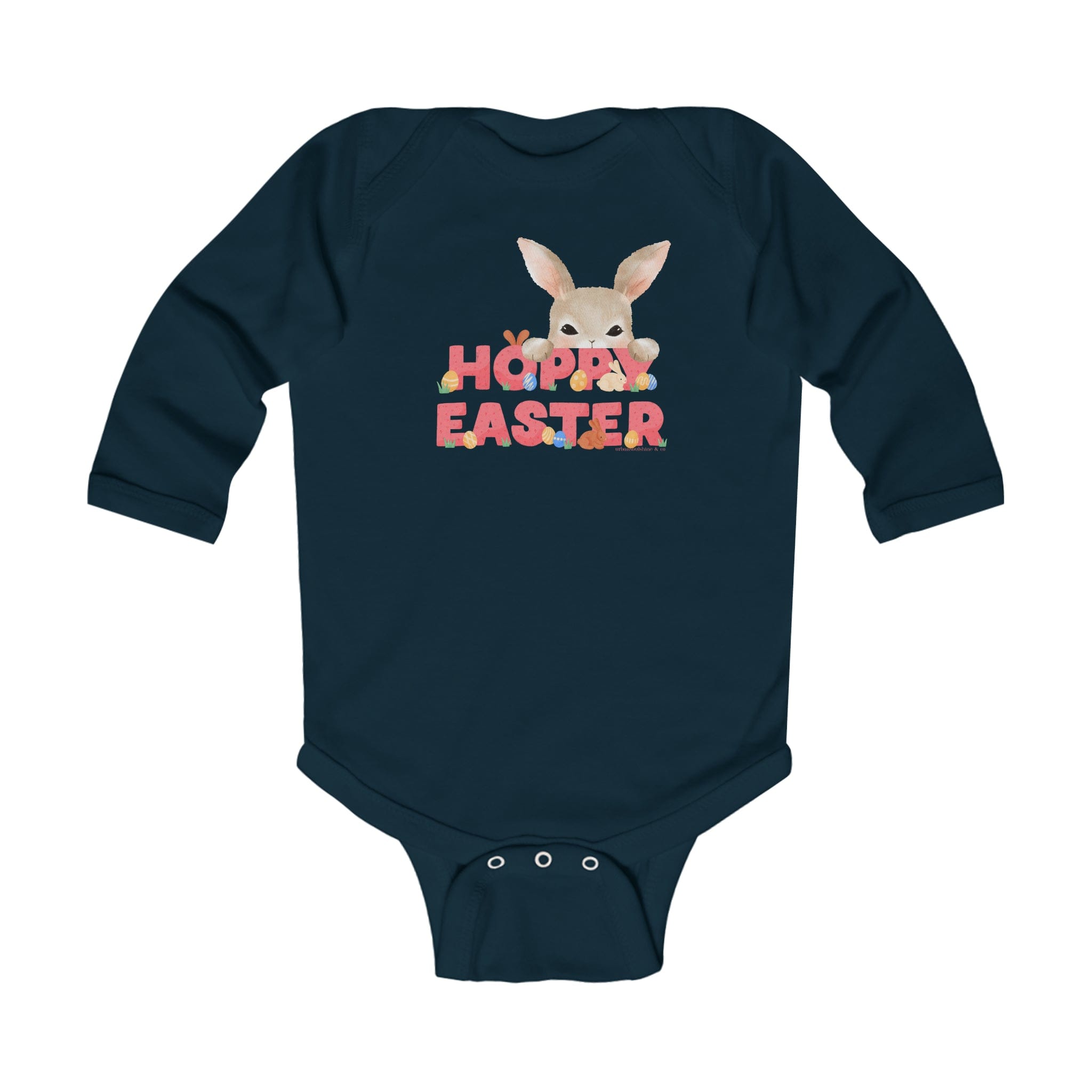 Urban SoulShine & co Baby Onesies Navy / NB (0-3M) HOPPY Easter Long Sleeve Infant Onesie