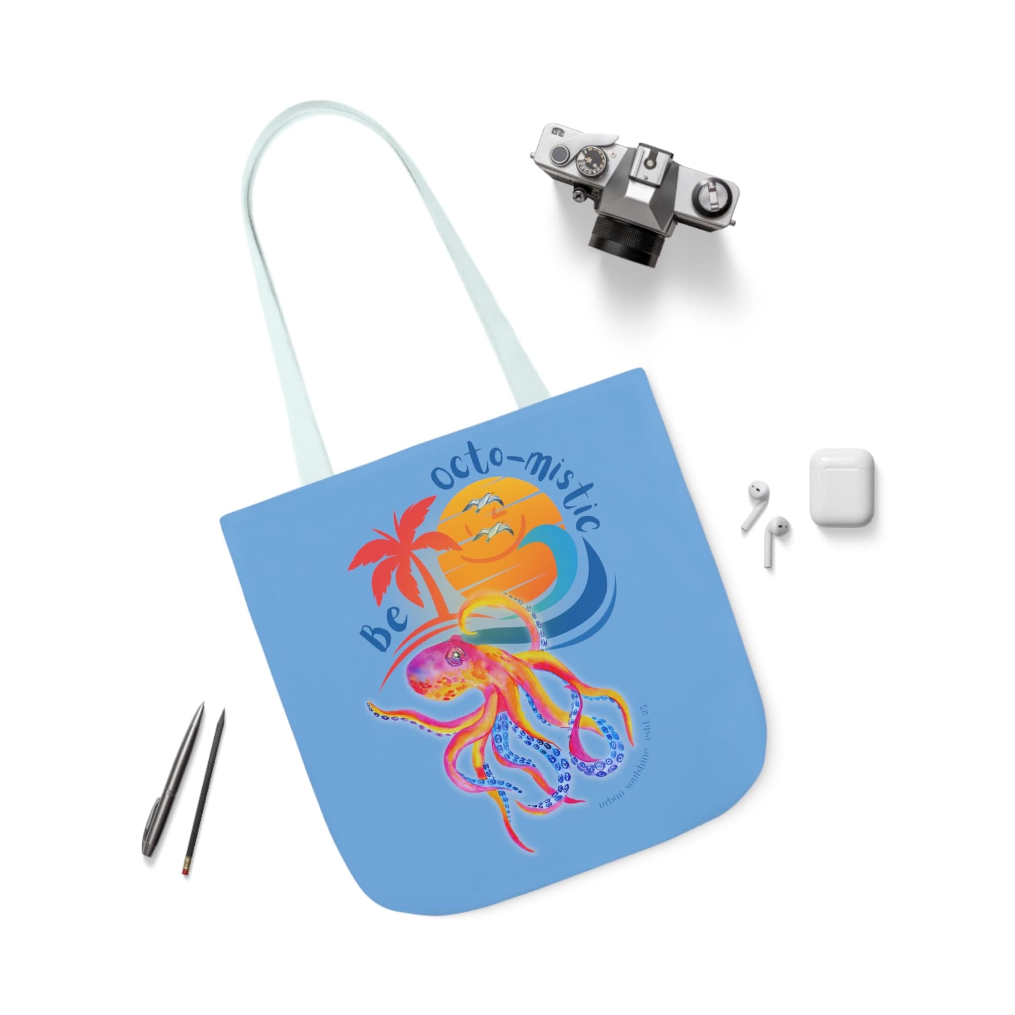 Urban SoulShine & co Bags 18" × 18'' / Light blue Be Octo-mistic Tote Bag