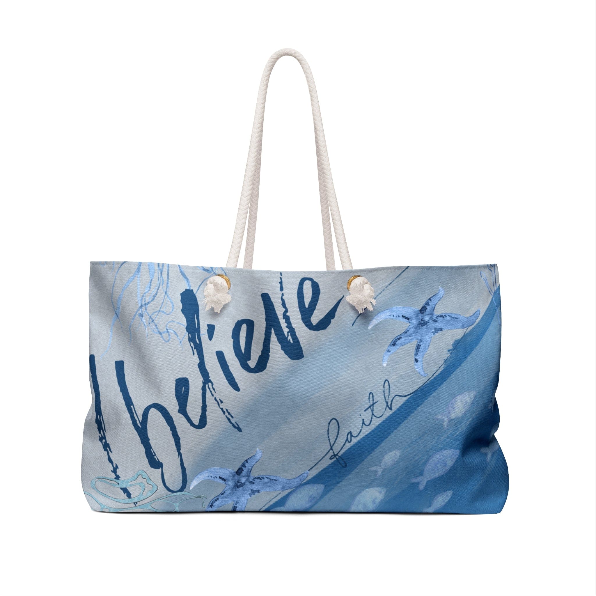 Urban SoulShine & co Bags 24" × 13" I Believe Ocean Blue Weekender Bag