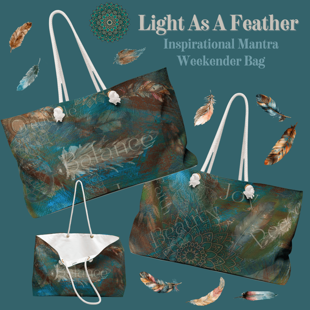 Urban SoulShine & co Bags 24" × 13" Light As A Feather Inspiring Mantra Weekender Bag